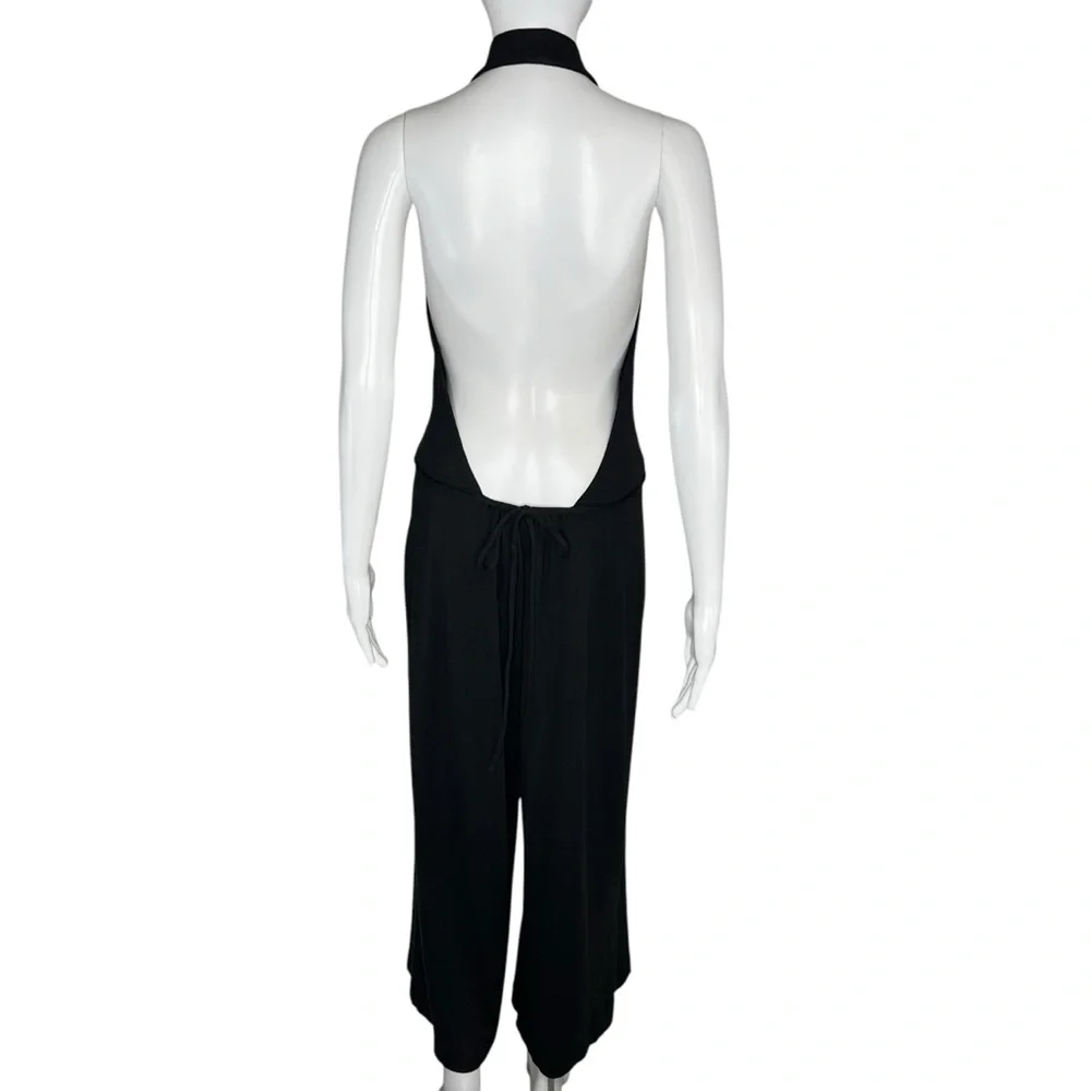 Vince Cropped Belted Stretch-cotton Halterneck Jumpsuit L - Picture 7 of 8